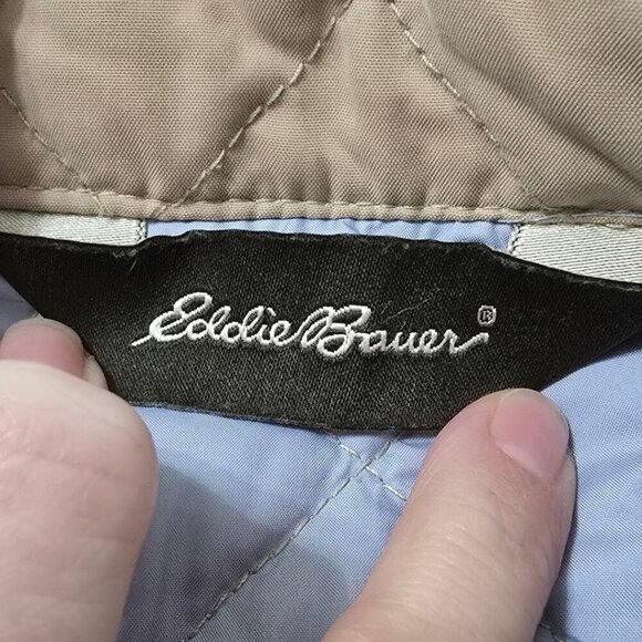 Eddie Bauer Tan Quilted Goose Down Jacket Sz XL - Picture 8 of 12